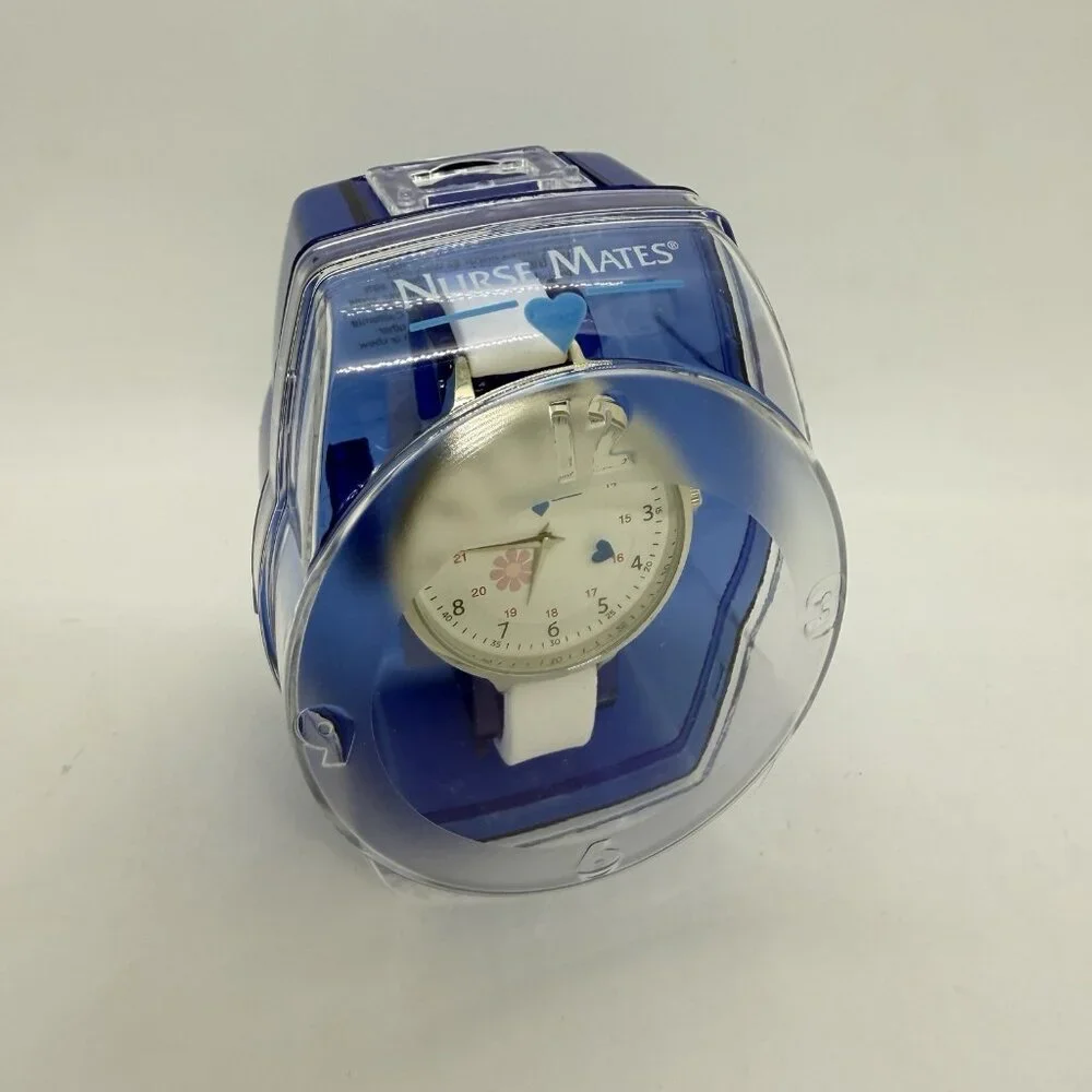 Nurse Mates Military Time nurse watch water-resistant Silicone strap - White